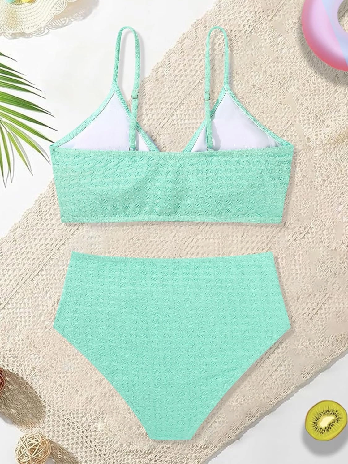 Girls Swimsuit Solid Bathing Suit 2 Piece Twist Cross Adjustable Straps Bikinis for Teen Girls with Chest Pad