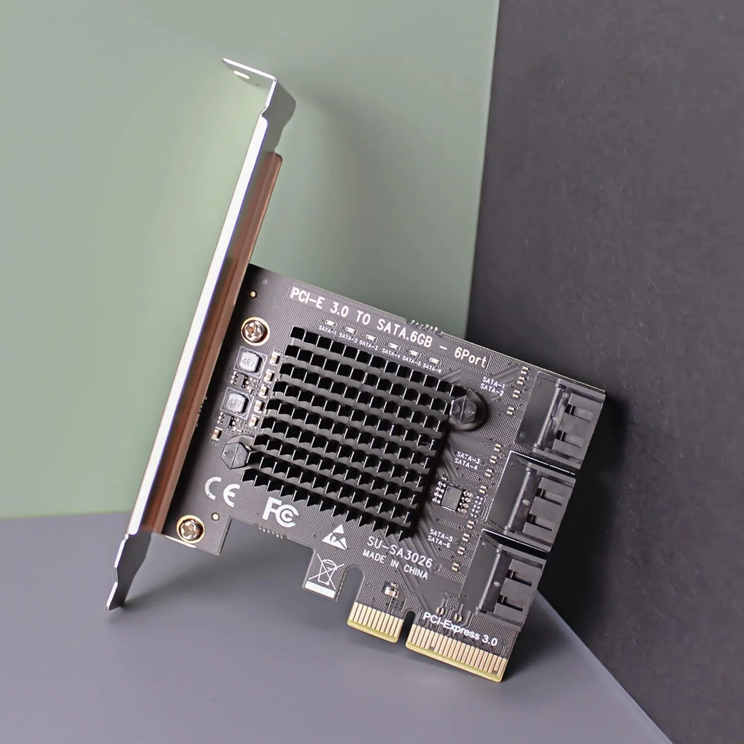 GLOTRENDS SA3026-C 6-Port PCIe X4 SATA Expansion Card with SATA and Power Cables, Compatible with Windows,Linux,Mac OS,NAS