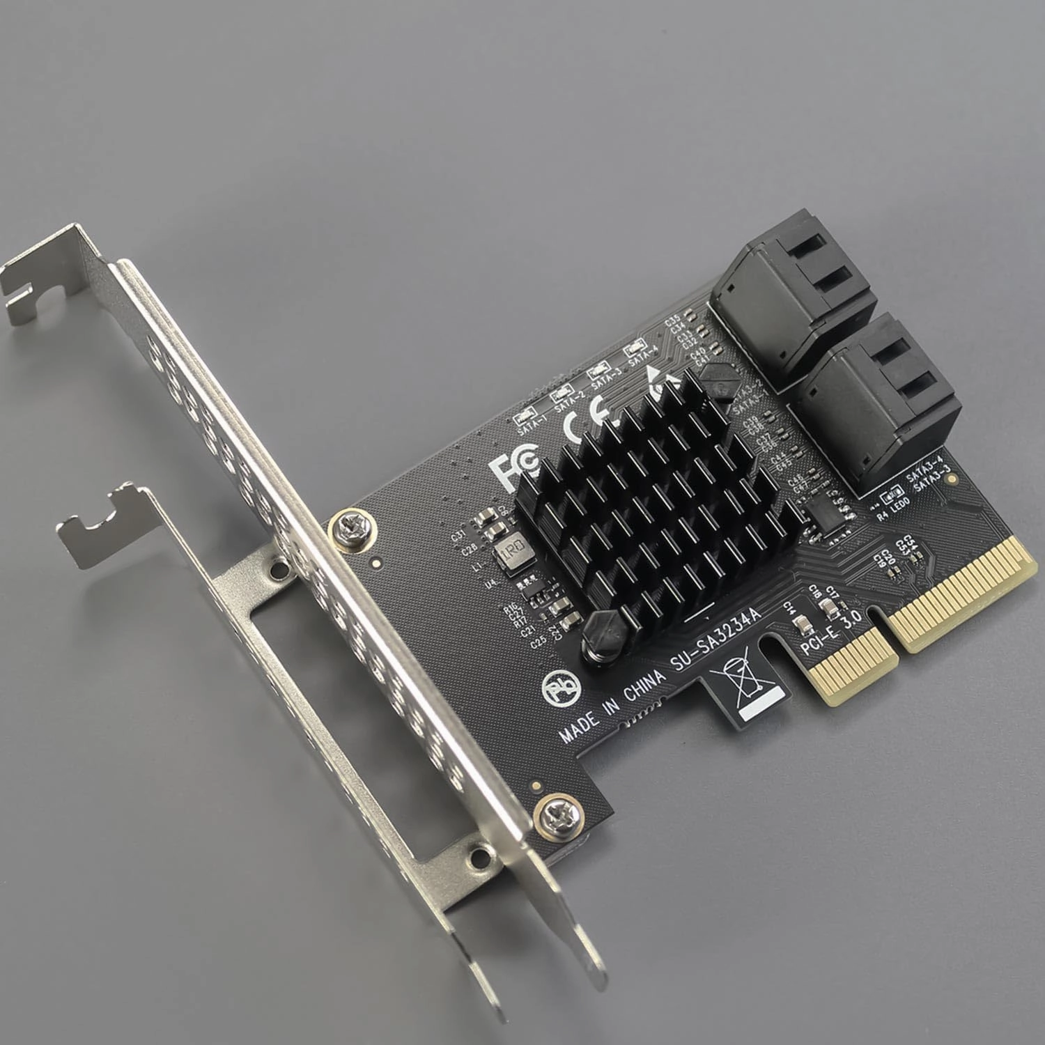 GLOTRENDS SA3234-C 4-Port PCIe X4 SATA Expansion Card with SATA and Power Cables, Compatible with Windows,Linux,Mac OS,NAS