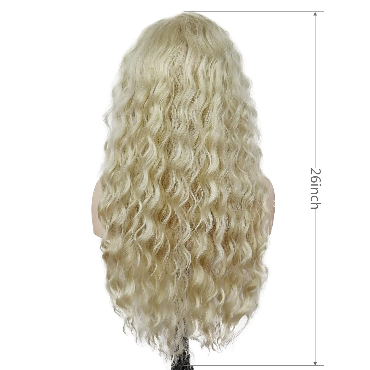 GNIMEGIL Women's Long Blonde Curly Wavy Fluffy Wig Soft Natural Looking Synthetic Hair Wig Thick Body Wave Hair for Daily Party Cosplay Halloween Costume (Lightest Blonde)