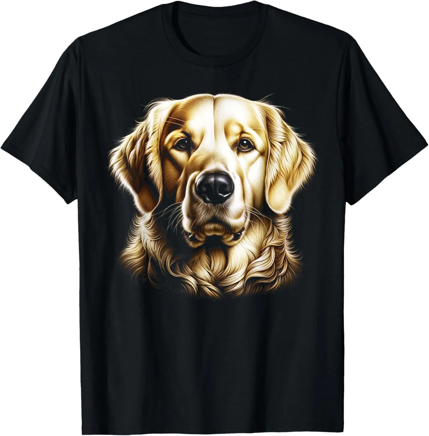 Golden Retriever Realistic Drawing Style Head T-Shirt