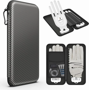 Golf Glove Case, Golf Glove Case with Two Gloves Holder for Golf Bag Accessories, Golf Storage Organizer for Tees, Divot Tool, Ball Markers for Men and Women Golfers
