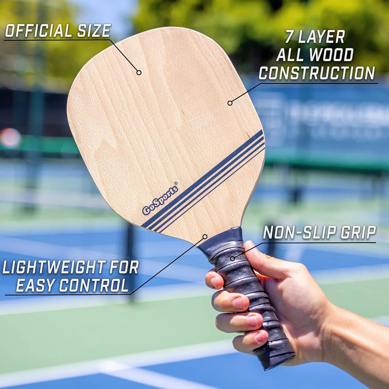 GoSports Pickleball Sets - Classic, Retro, Steel Blue, or Yellow - Includes 4 Paddles, 4 Regulation Pickleballs and Carry Case