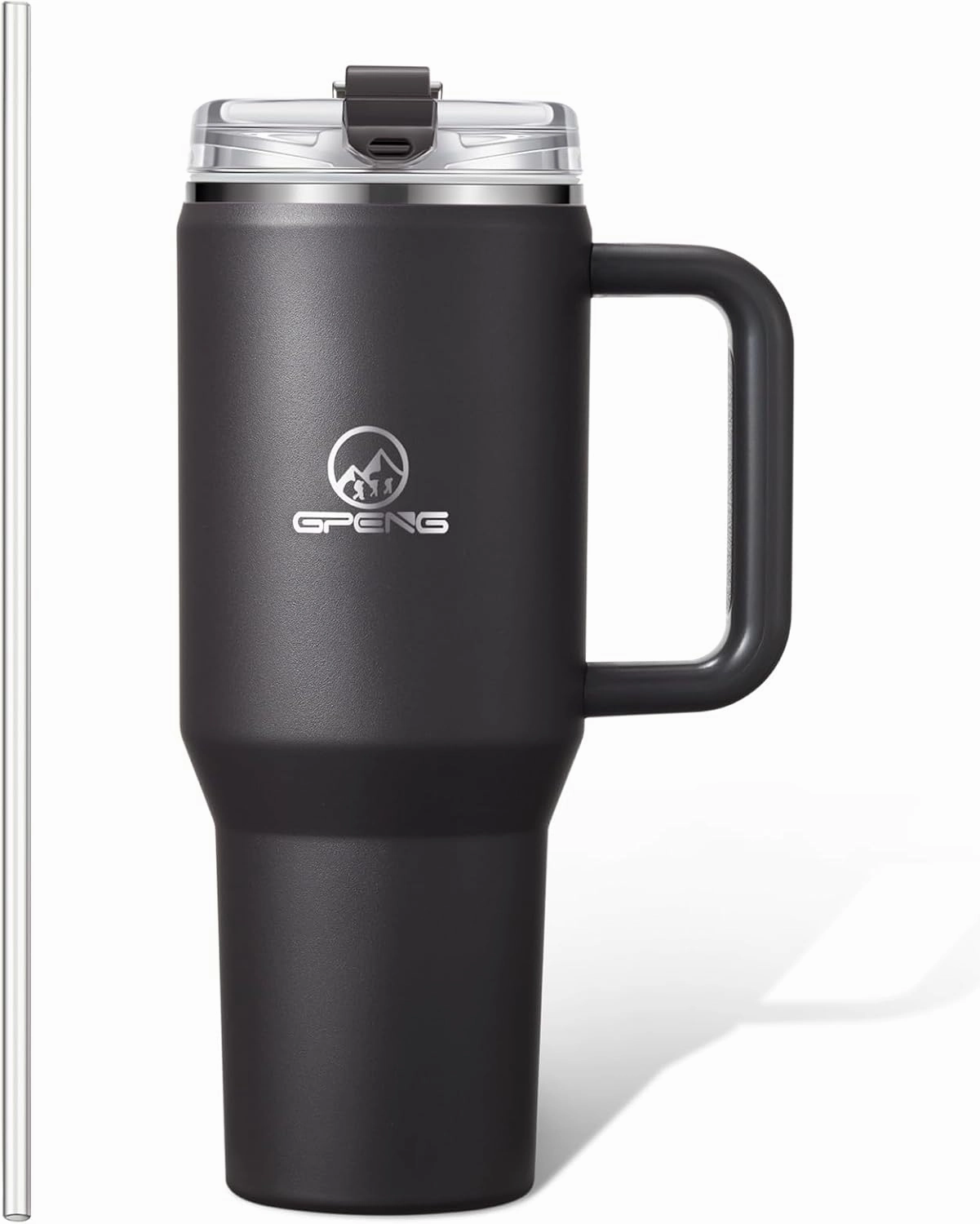 Gpeng 30/40/50 oz Tumbler with Handle, Water Bottles with Straw Lid, Insulated Stainless Steel Travel Mug Cup Holder Friendly, Keep Drinks Cold or Hot for Hours