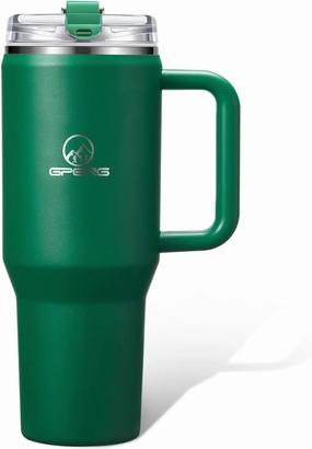 Gpeng 30/40/50 oz Tumbler with Handle, Water Bottles with Straw Lid, Insulated Stainless Steel Travel Mug Cup Holder Friendly, Keep Drinks Cold or Hot for Hours
