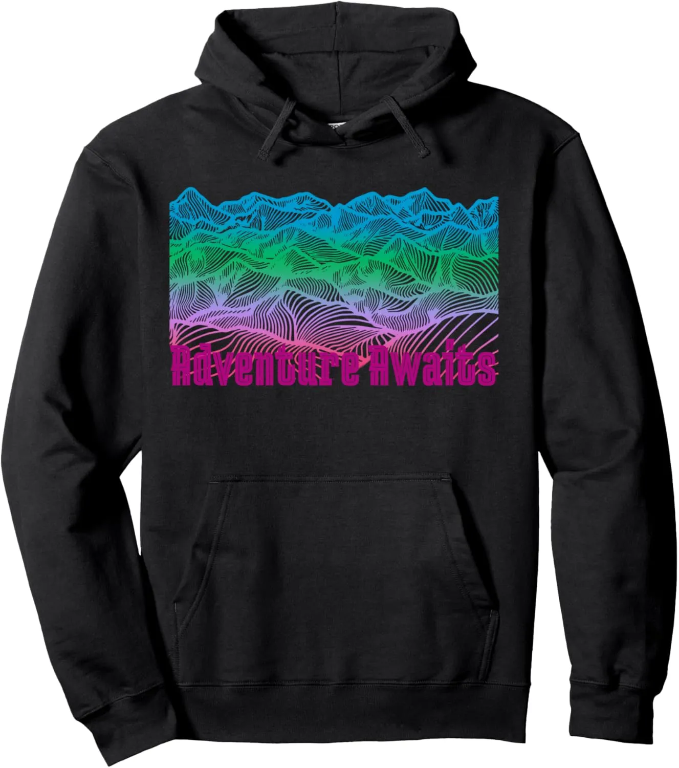 Graphic Mountain Range Terrain Pullover Hoodie