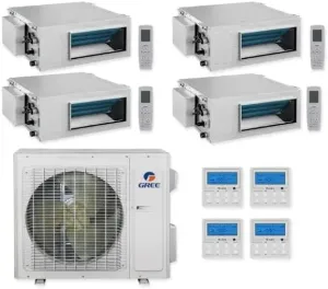 GREE Multi Gen2 Series 30,000 BTU 4-Zone Concealed Duct 9K 9K 12K 12K Ductless Mini-Split System