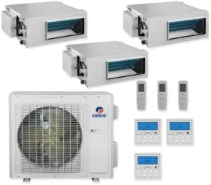 GREE Multi Gen2 Series 42,000 BTU 3-Zone Concealed Duct 12K 24K 24K Ductless Mini-Split System