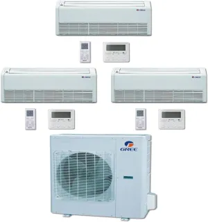 GREE Multi  Ultra Series 42,000 BTU 3-Zone Universal Floor/Ceiling 9K 24K 24K Ductless Mini-Split System