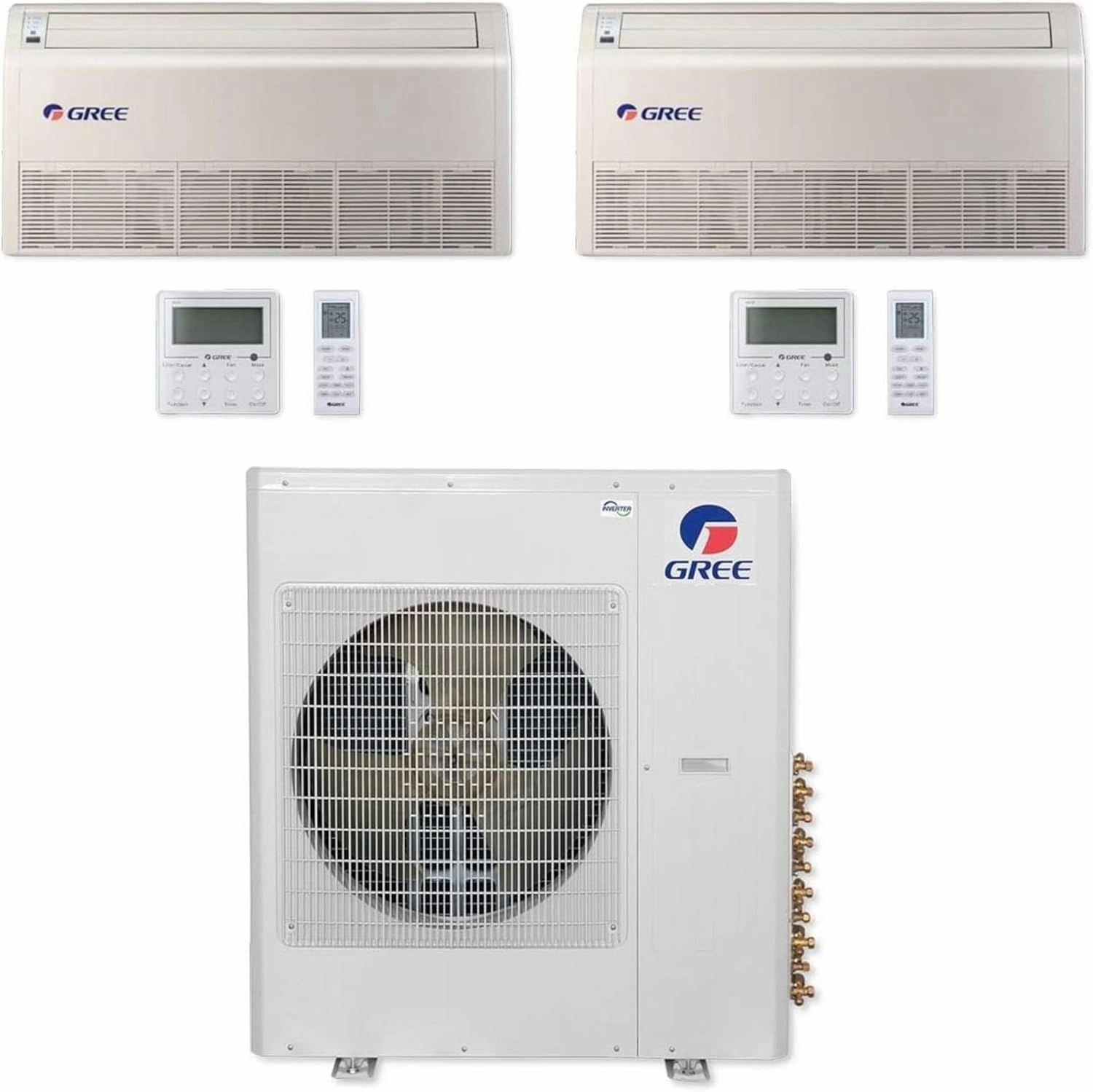 GREE Multi Gen2 Series 36,000 BTU 2-Zone Universal Floor/Ceiling 24K 24K Ductless Mini-Split System