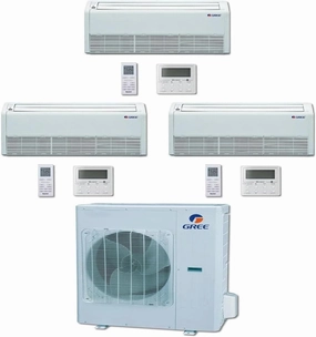 GREE Multi  Ultra Series 24,000 BTU 3-Zone Universal Floor/Ceiling 9K 9K 12K Ductless Mini-Split System