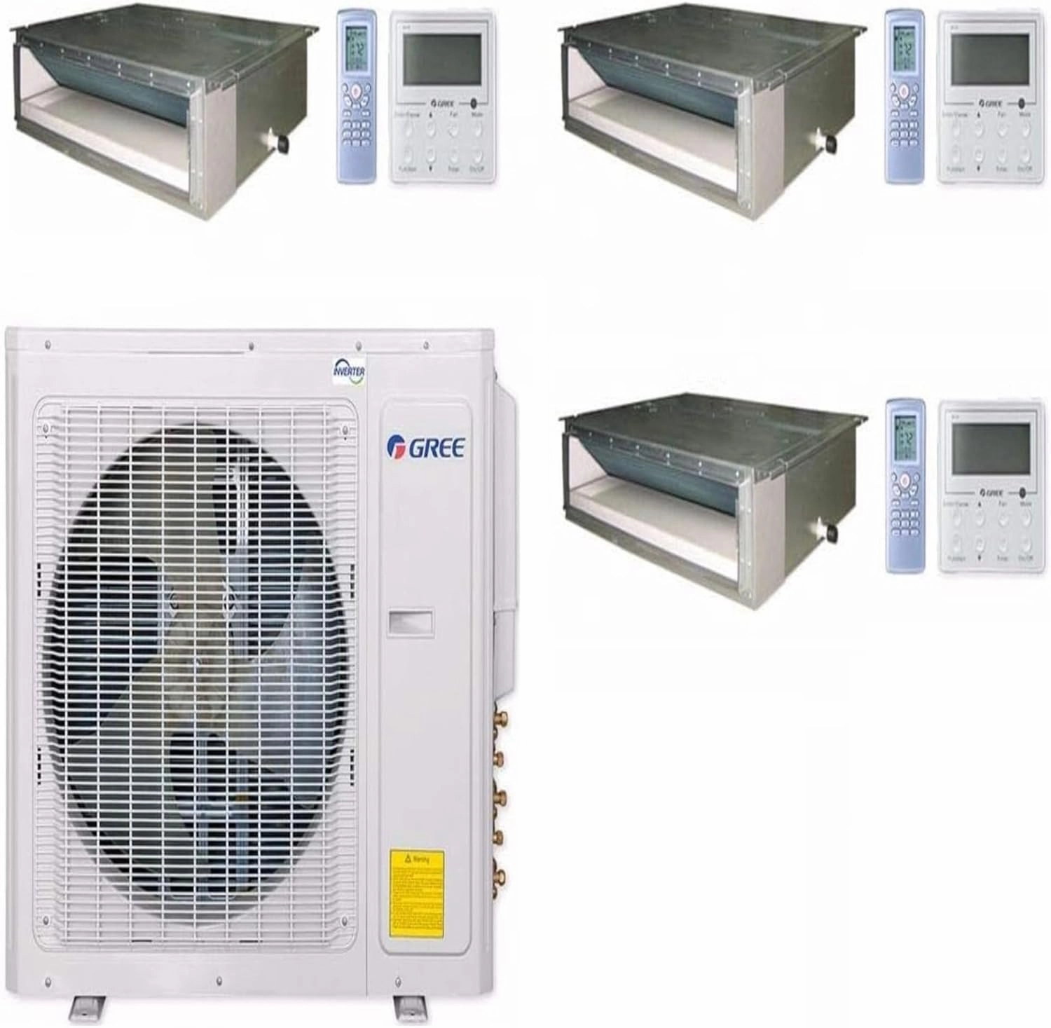 GREE Multi  Ultra Series 36,000 BTU 3-Zone Concealed Duct 12K 12K 18K Ductless Mini-Split System
