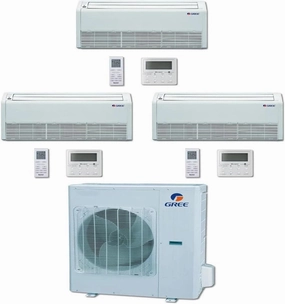 GREE Multi  Ultra Series 42,000 BTU 3-Zone Universal Floor/Ceiling 9K 9K 24K Ductless Mini-Split System