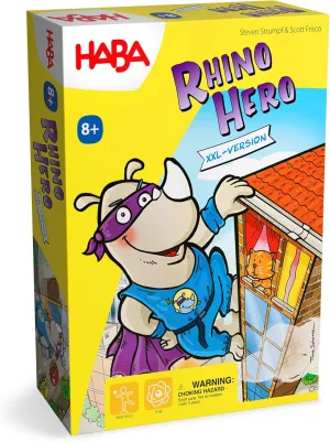 HABA Rhino Hero XXL - Giant Games Version of The Classic Super Hero Card Stacking Game for Team Building and Family Fun, Ages 8 Years and Up