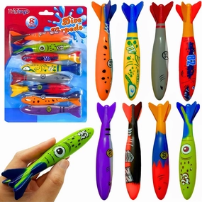 Haktoys 8-Pack Diving Torpedo Pool Toys – Underwater Gliding Pool Torpedoes for Kids & Adults | Shark Torpedo Dive Toys for Swimming Training, Pool Games & Summer Fun