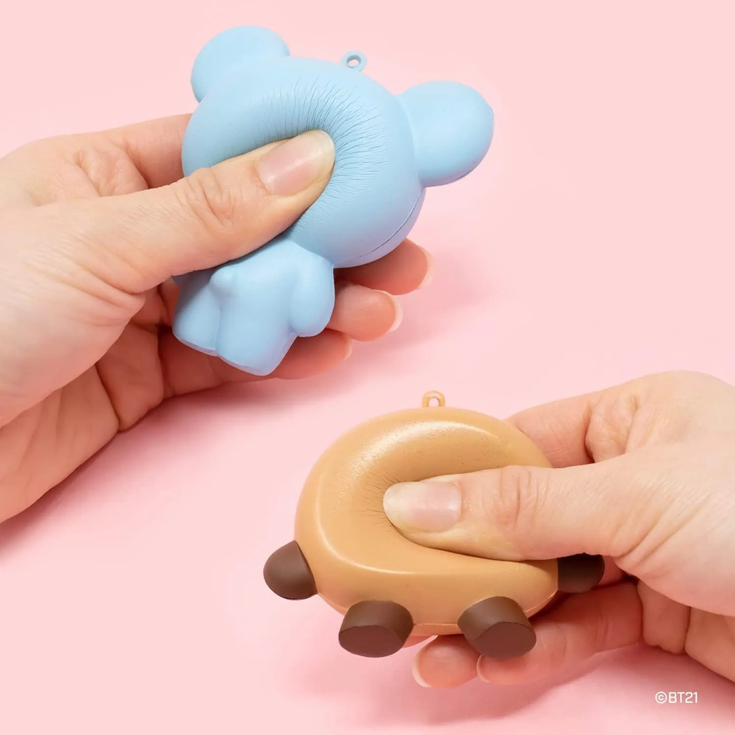 Hamee 2020 Authentic BT21 Characters Collectible Squishy Ball Chain for Kids, 2-Piece Set [Koya, Shooky]
