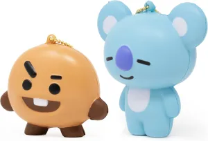 Hamee 2020 Authentic BT21 Characters Collectible Squishy Ball Chain for Kids, 2-Piece Set [Koya, Shooky]