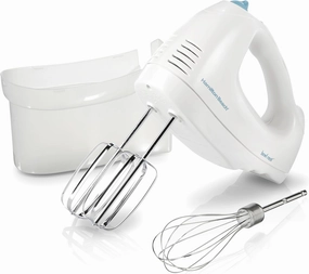 Hamilton Beach 6-Speed Electric Hand Mixer with Whisk, Traditional Beaters, Snap-On Storage Case, 250 Watts, White
