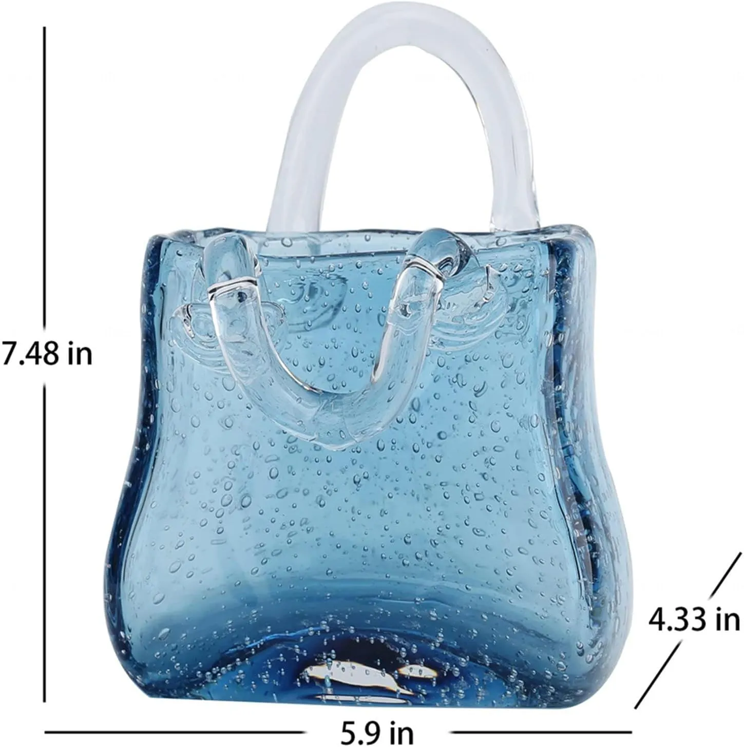 Handbag Vase, Flower Vase with Handle Air Bubbles Glass Flower Vase Bag Vase for Flowers, for Flowers/Home Décor/Office,Style2-Green