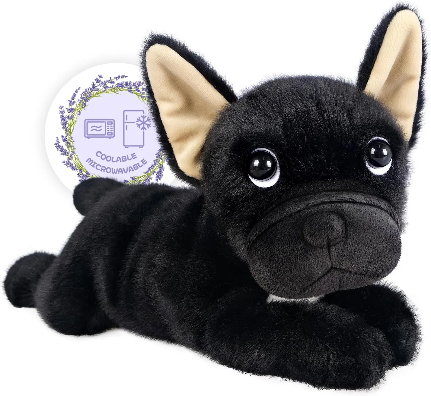 Heatable & Coolable Black Dog Stuffed Animals, Cute Microwavable Heating Pad Plushies for Soothing & Relaxation, Stuffed Dog Plush Toys, Dog Plush Toy Gift