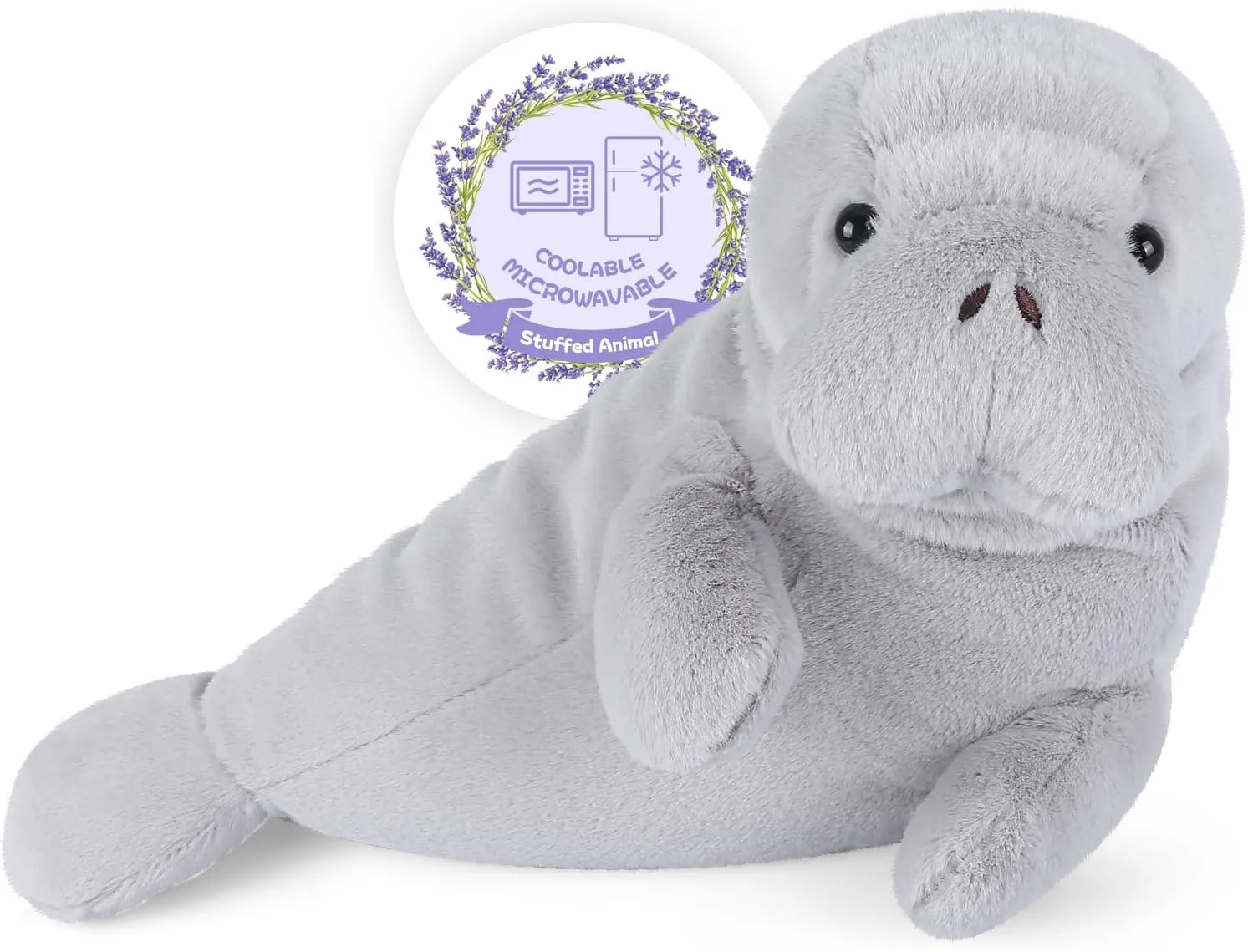 Heatable & Coolable Manatee Plush, Microwavable Stuffed Animal Heating Pad for Soothing & Relaxation, Lavender Scented Stress Relief Toy, Manatee Gifts for Kids, Cuddleable Stuffed Animal