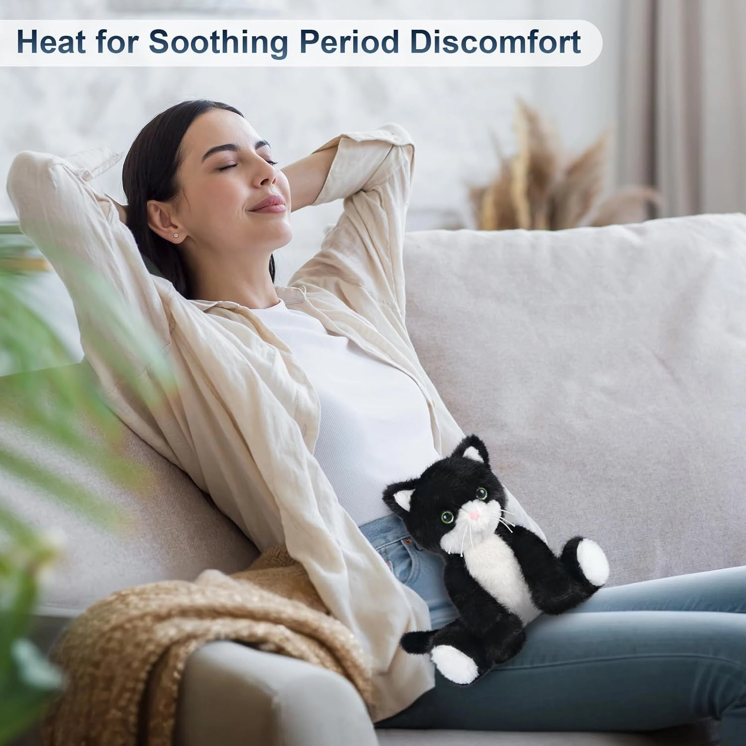 Heatable & Coolable Black and White Cat Stuffed Animal, Cat Heating Pad Microwavable for Soothing & Relaxation, Lavender Scented Tuxedo Cat Plush Toy for Stress Relief, Cat Toys for Kids