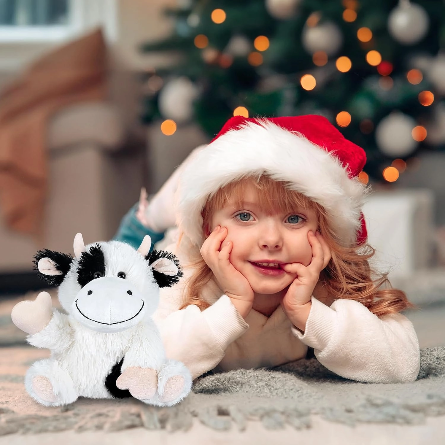 Heatable & Coolable Cow Stuffed Animal, Heated Stuffed Animals Heating Pad for Soothing & Relaxation, Lavender Scent Cow Plush for Stress Discomfort, Cow Gift for Kid & Aldult, Dairy Cattle