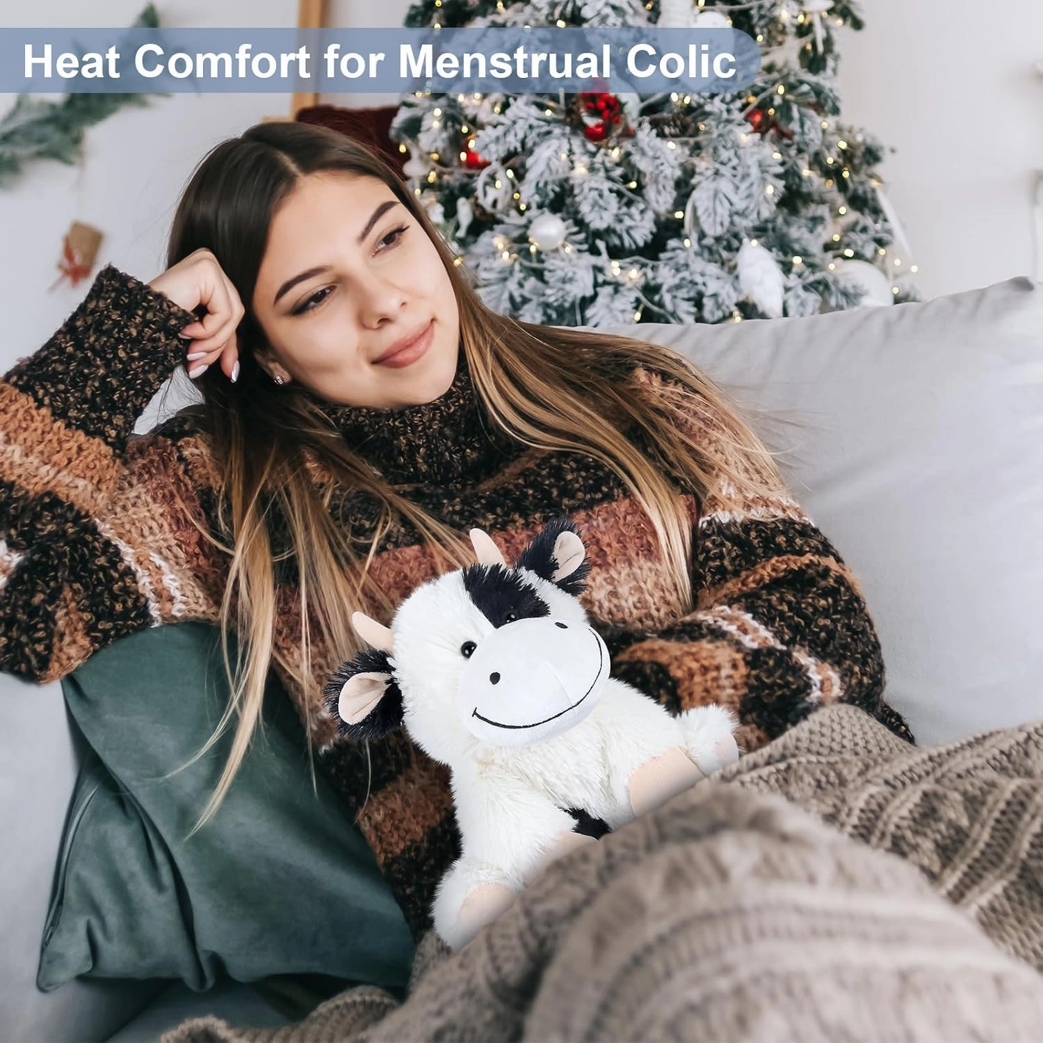 Heatable & Coolable Cow Stuffed Animal, Heated Stuffed Animals Heating Pad for Soothing & Relaxation, Lavender Scent Cow Plush for Stress Discomfort, Cow Gift for Kid & Aldult, Dairy Cattle
