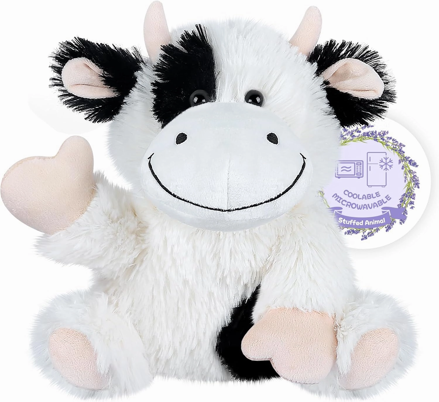 Heatable & Coolable Cow Stuffed Animal, Heated Stuffed Animals Heating Pad for Soothing & Relaxation, Lavender Scent Cow Plush for Stress Discomfort, Cow Gift for Kid & Aldult, Dairy Cattle