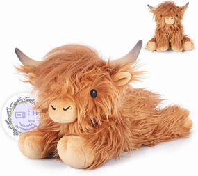 Heatable & Coolable Highland Cow Stuffed Animal, Microwavable Stuffed Animals Heating Pad for Period DIscomfort, Cuddly Cattle Stuffed Animal for Warmth & Comfort, Highland Cow Gifts for kid