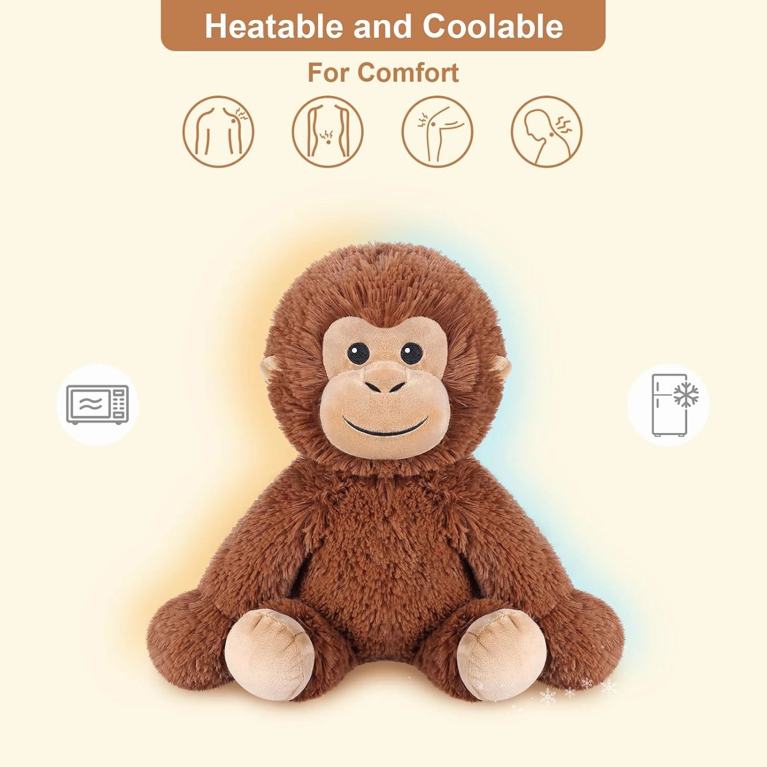 Heatable & Coolable Monkey Stuffed Animal, Microwavable Heating Pad Plushies for Soothing & Relaxation, Lavender Scented Stuffed Plush Toys, Monkey Gifts Boys Girls