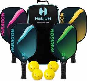 Helium Pickleball Paddles Set of 4 - USAPA Certified - Graphite Fiberglass Surface, Lightweight Honeycomb Core