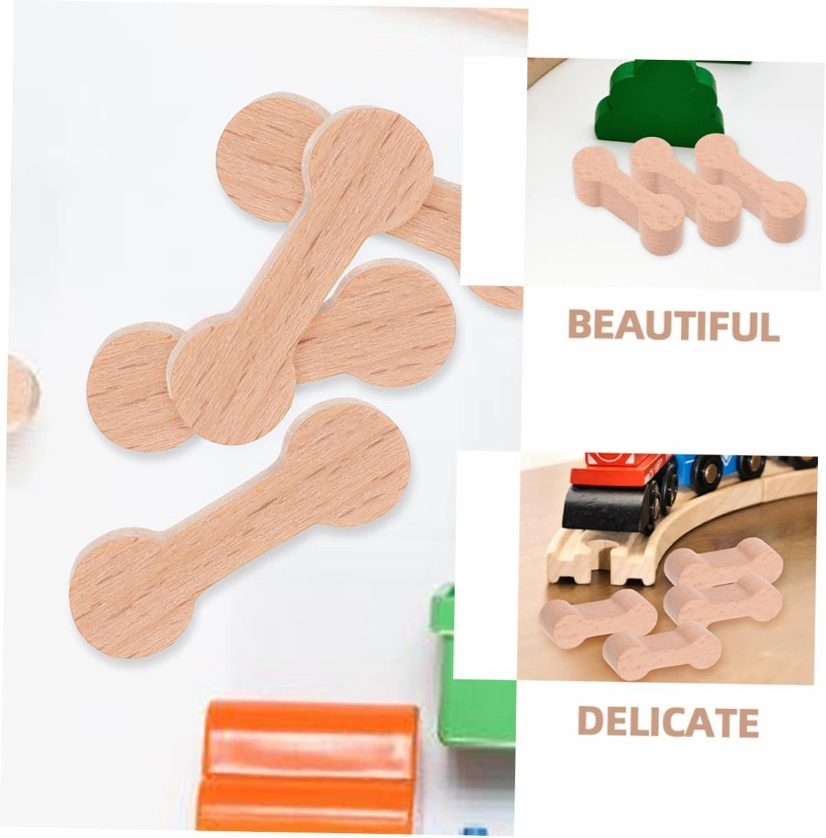 Hemoton 40pcs Wooden Train Track Connectors Adapters for Creative Play Compatible Major Railway Brands Compact Design for Boys and Girls Cognitive Development and Coordination