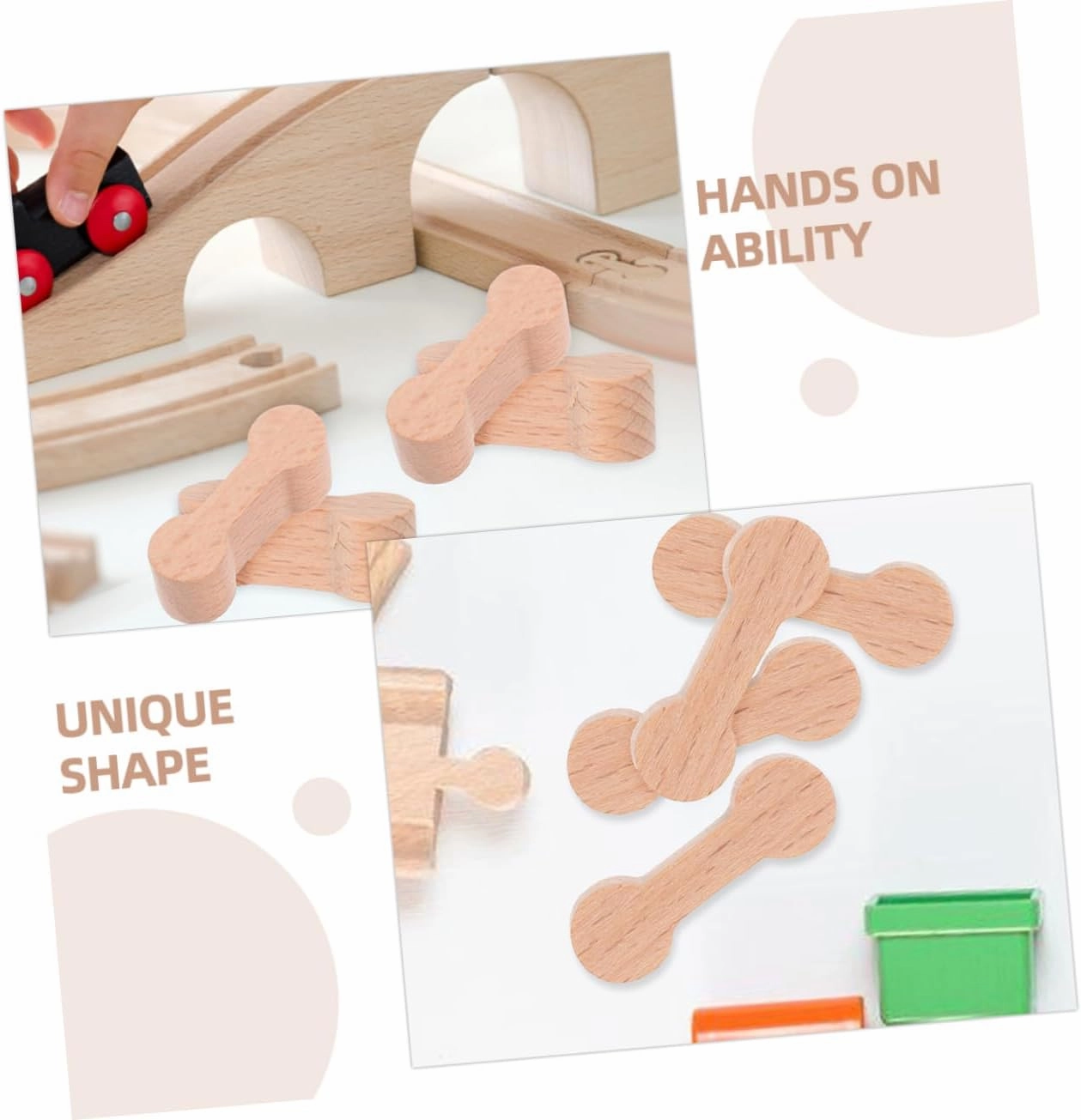 Hemoton 40pcs Wooden Train Track Connectors Adapters for Creative Play Compatible Major Railway Brands Compact Design for Boys and Girls Cognitive Development and Coordination