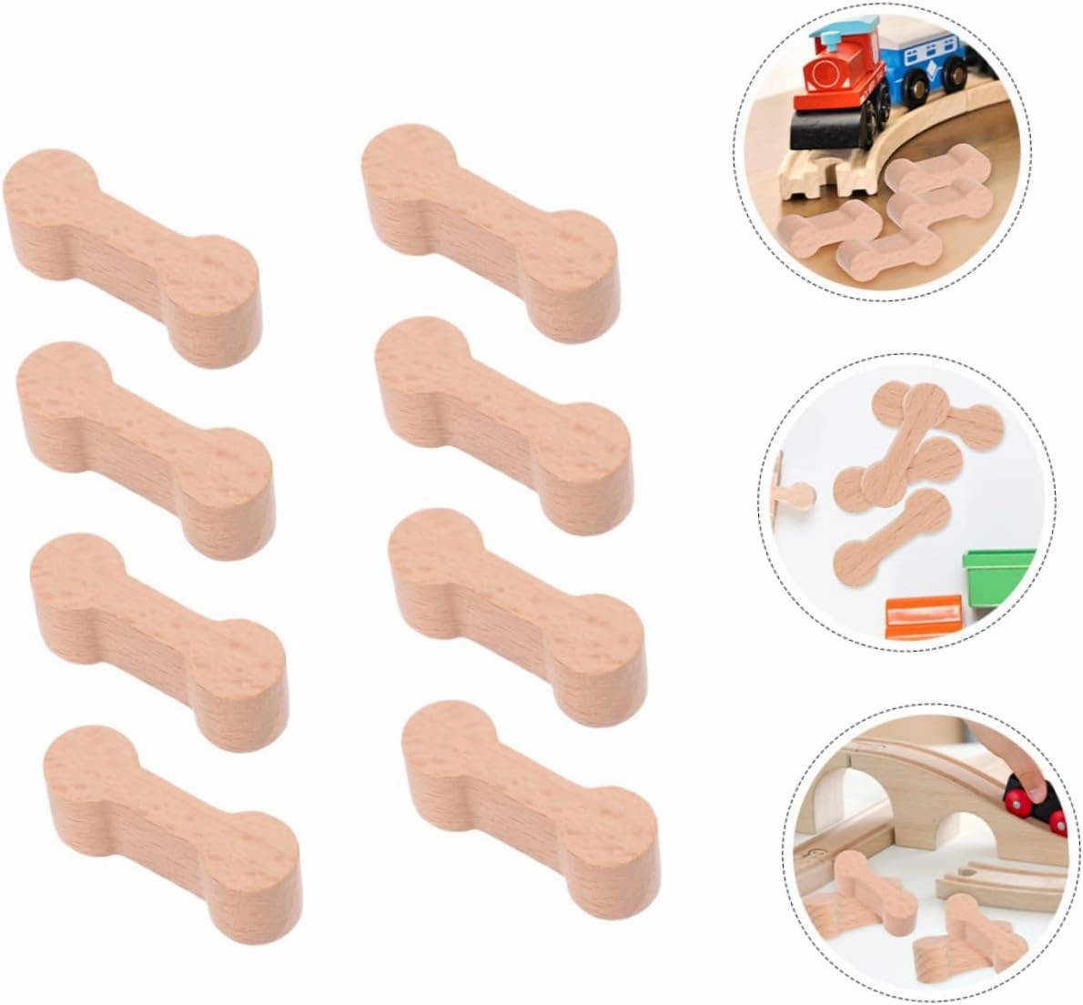 Hemoton 40pcs Wooden Train Track Connectors Adapters for Creative Play Compatible Major Railway Brands Compact Design for Boys and Girls Cognitive Development and Coordination