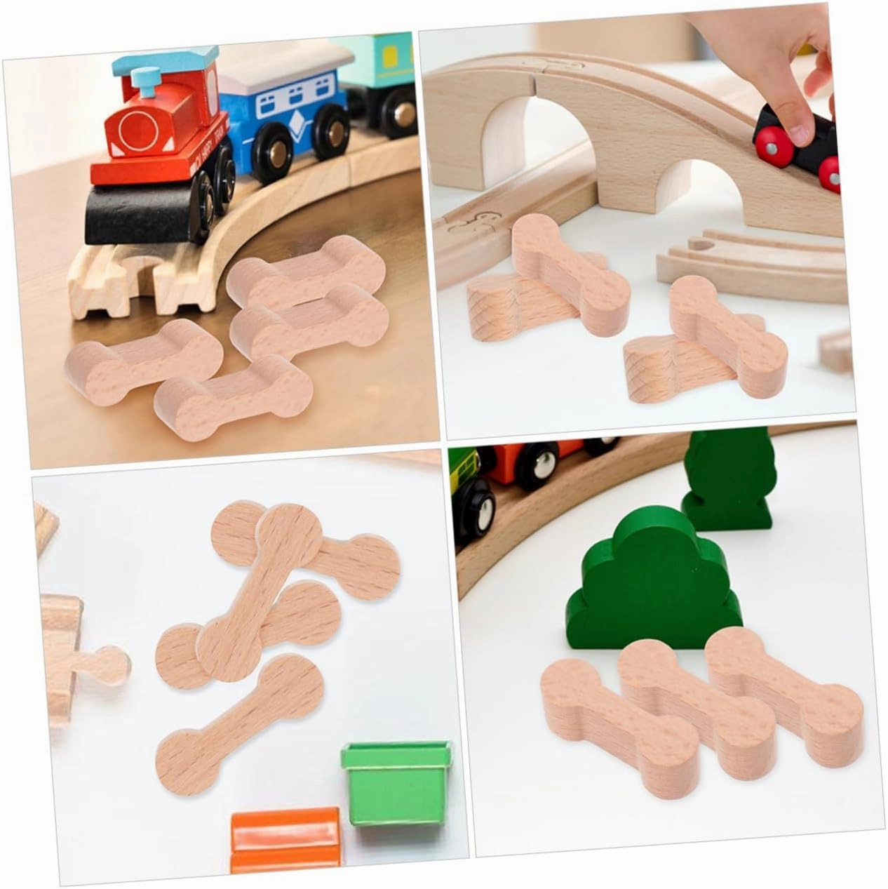 Hemoton 40pcs Wooden Train Track Connectors Adapters for Creative Play Compatible Major Railway Brands Compact Design for Boys and Girls Cognitive Development and Coordination