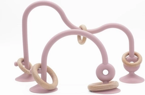 High Chair Toys with Suction Cups for Infant Toddlers,Food Grade Silicone Teething Toy for Kids 6 9 12 18 M ,Interactive Toys for 1 Year Old，Perfect for Travel and Restaurant（Pink）