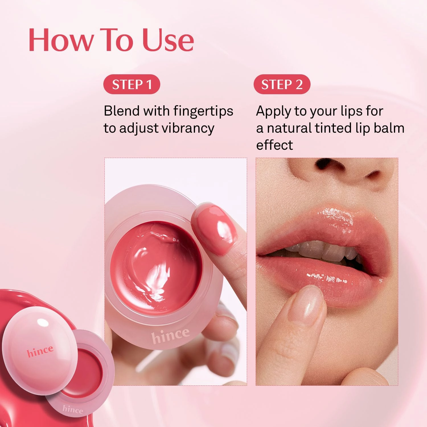 HINCE Raw Glow Dewy Ball - Tinted Lip Balm, Jelly Gloss Glow, Shine and Hydration, Lip & Blush Multiuse, Vegan, 0.12 oz. (13 colors) (HONEY CORAL)