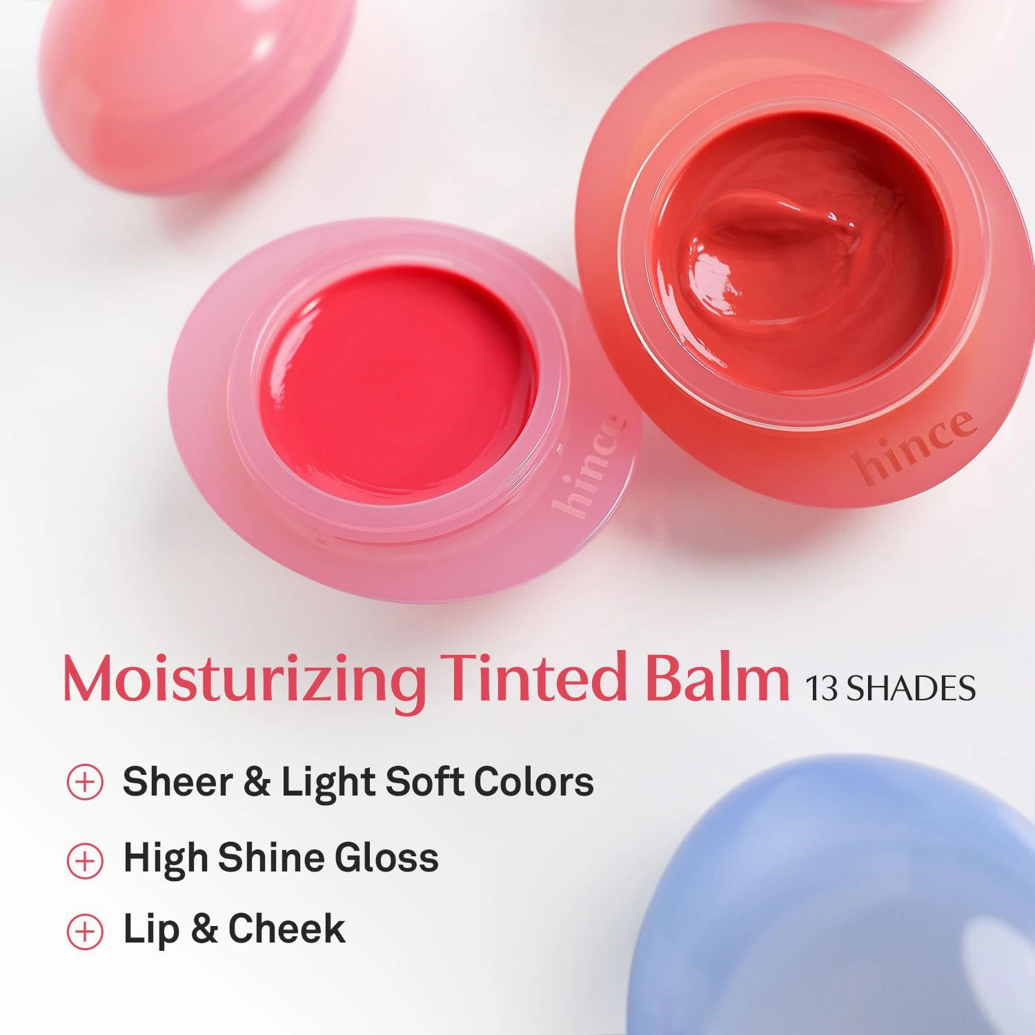 HINCE Raw Glow Dewy Ball - Tinted Lip Balm, Jelly Gloss Glow, Shine and Hydration, Lip & Blush Multiuse, Vegan, 0.12 oz. (13 colors) (HONEY CORAL)