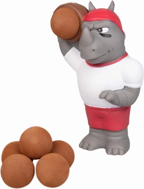 Hog Wild Football Rhino Ball Popper Toy - Includes 4 Soft Foam Balls - Squeeze to Pop Air Powered Balls Up to 20 Feet - Launcher Safe for Indoor/Outdoor Play - Gift for Kids, Girls, Boys Ages 5 