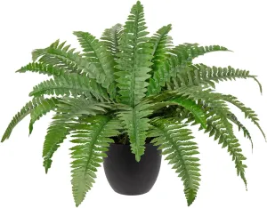 Hollyone 17.7" Fake Fern Potted Plant Small Artificial Boston Ferns in Pot 25 Leaves for Outdoors & Indoor Faux Fern Bush Plant for Patio Garden Farmhouse Windowsill Office Living Room Home Decor