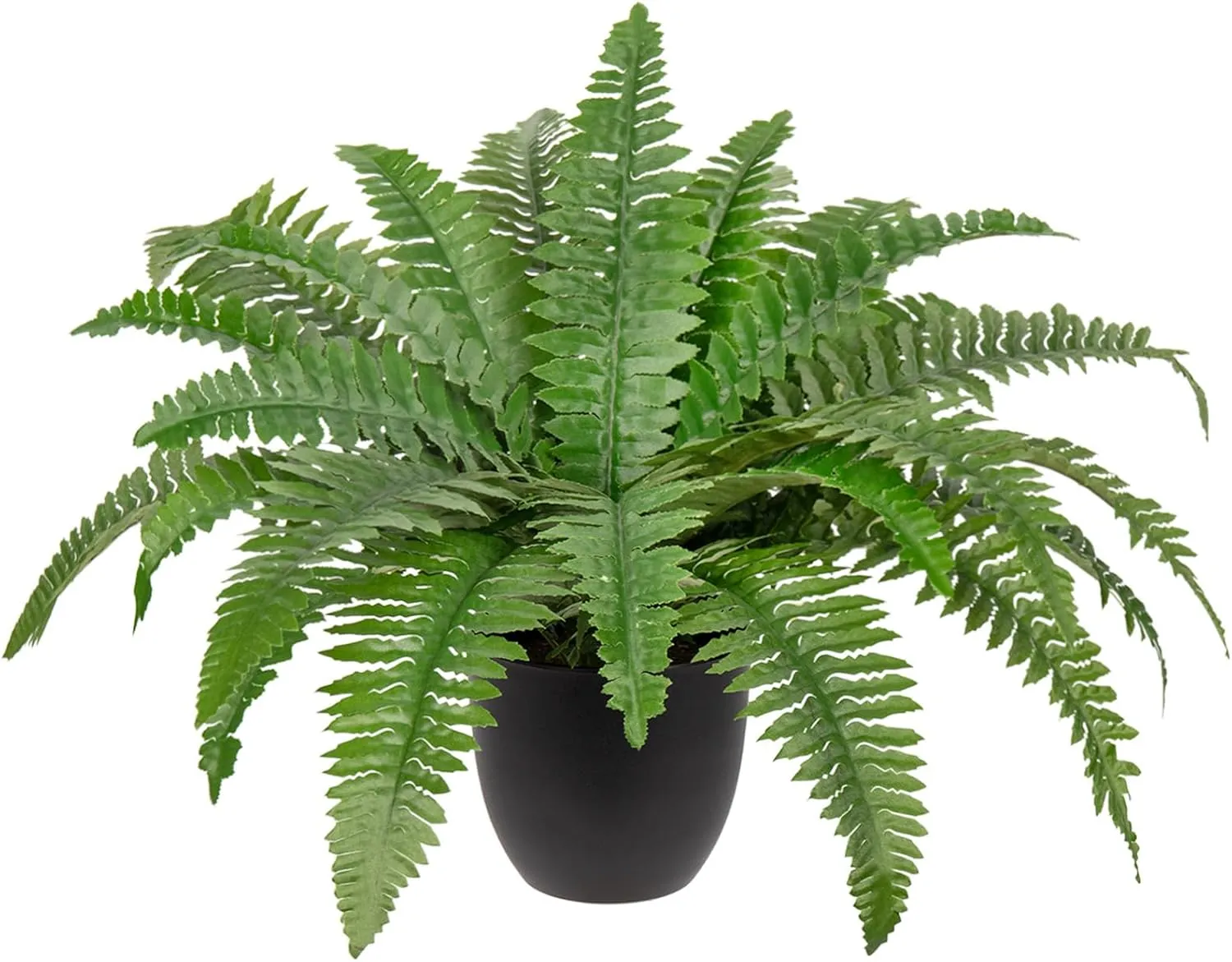 Hollyone 17.7" Fake Fern Potted Plant Small Artificial Boston Ferns in Pot 25 Leaves for Outdoors & Indoor Faux Fern Bush Plant for Patio Garden Farmhouse Windowsill Office Living Room Home Decor