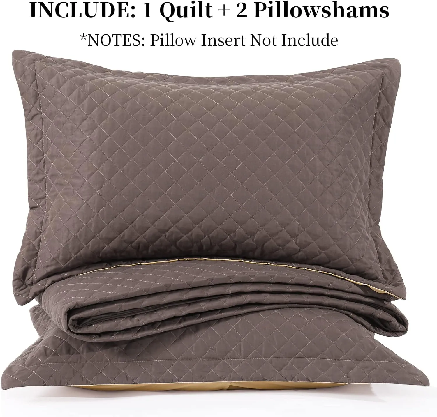 HOMBYS 3 Piece Oversized King Quilt Set Bedspread 128x120 Reversible Lightweight Coverlet Summer Comforter Set (Super King Plus(128x120), Beige Brown)