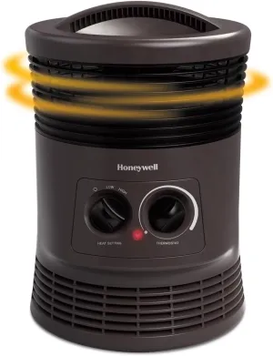 Honeywell HHF360V 360 Degree Surround Fan Forced Heater with Surround Heat Output Charcoal Grey Energy Efficient Portable Heater with Adjustable Thermostat & 2 Heat Settings, Small