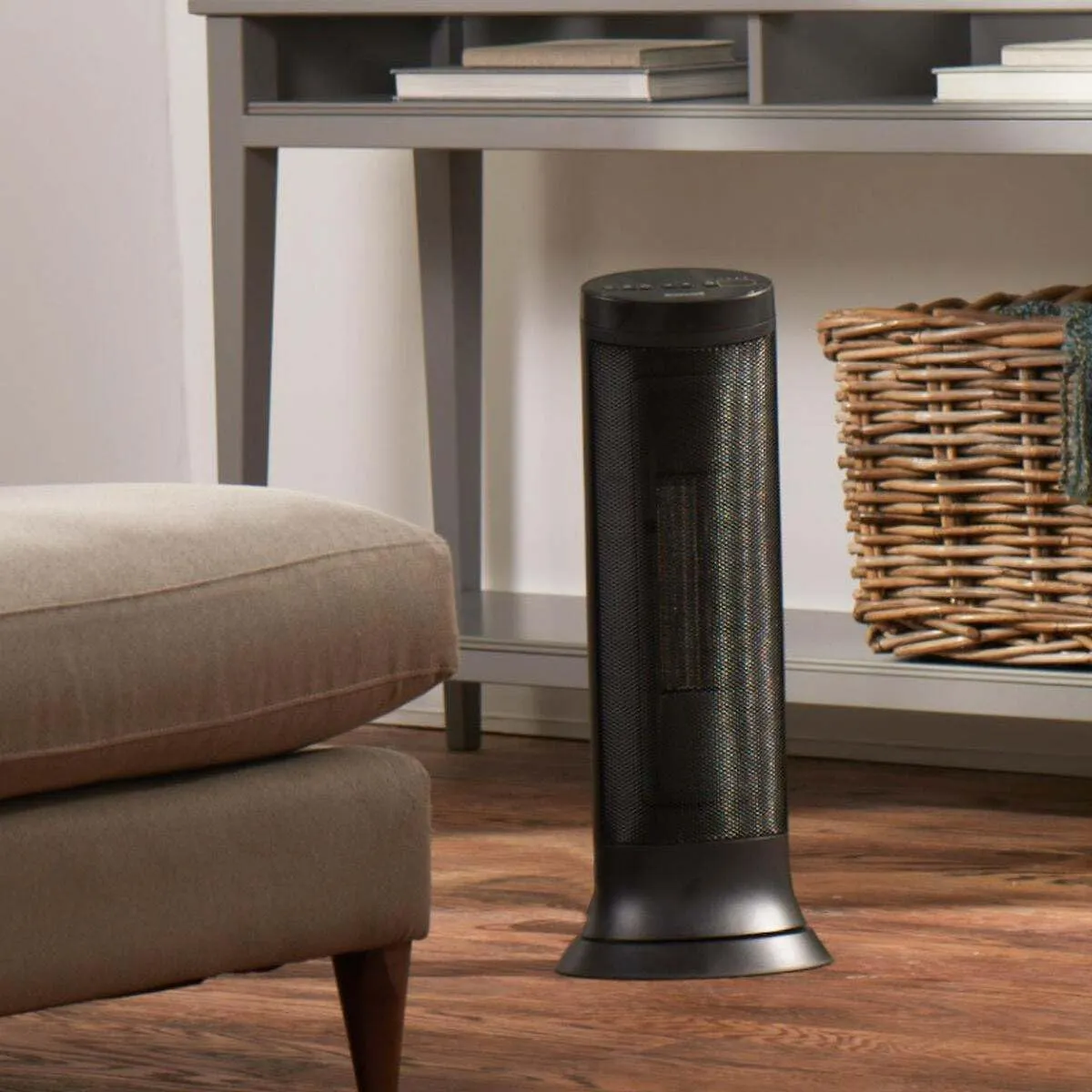 Honeywell Slim Ceramic Tower Heater, Large Room, Black – Easy to Use Ceramic Heater – Slim Space Heater with Two Heat Settings