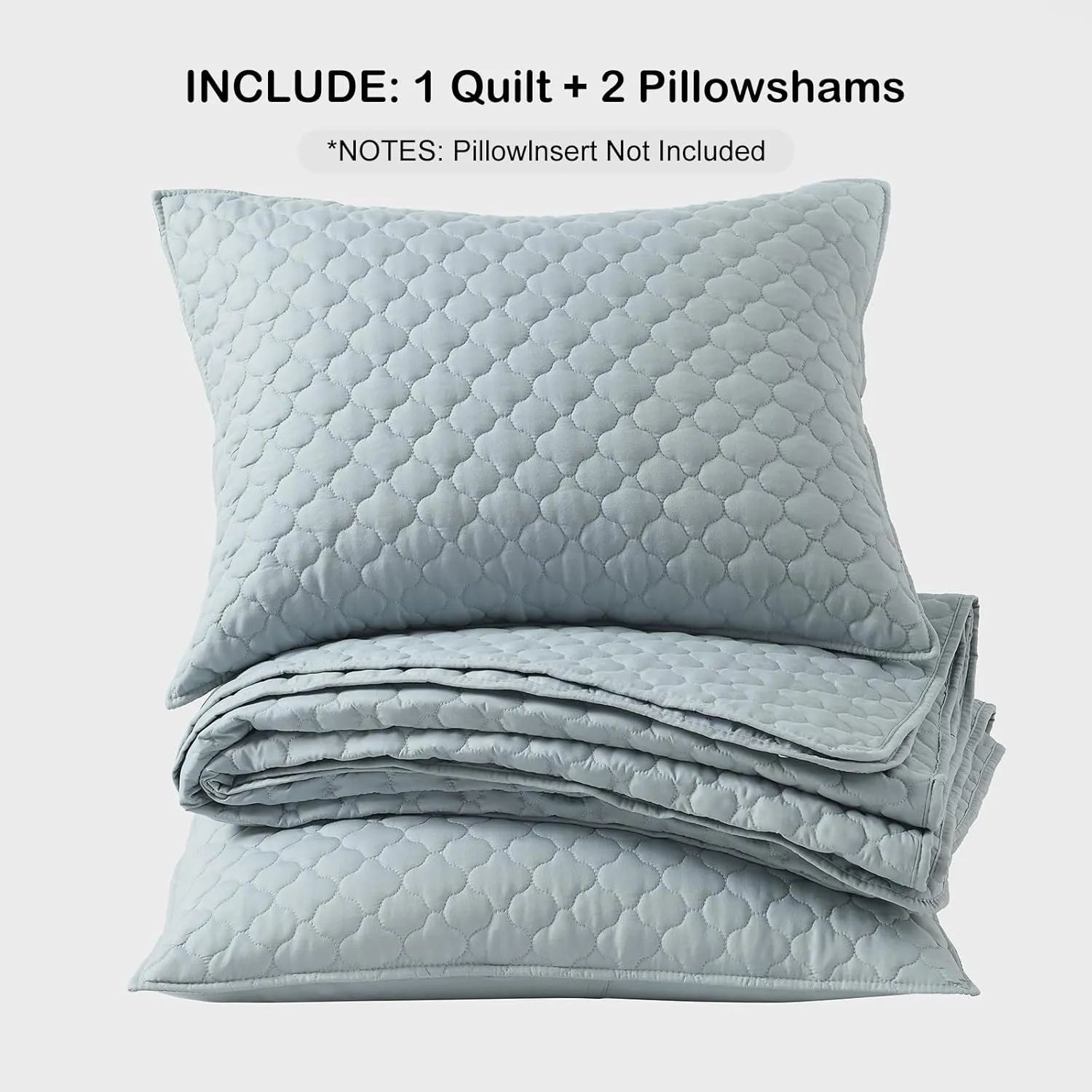 HORIMOTE HOME Quilt Queen Size Chambray Blue, Lightweight Quilt for Summer Ultra-Soft Microfiber Modern Style Quilted Clouds Pattern Bedspread Quit Set 3 Pieces(1 Quilt and 2 Pillow Shams)