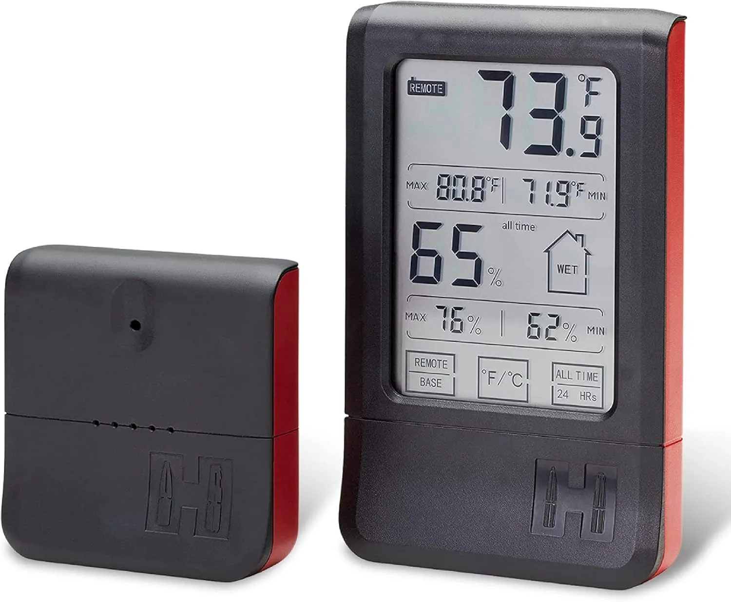 Hornady Wireless Hygrometer, 95907 - Includes a Remote Base & Digital Touchscreen Display to Monitor Temperature & Humidity - Ideal Room Hygrometer for Gun Safes & Cabinets, Closets, Workbench & More