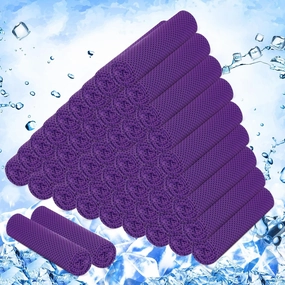 Hosuly 50 Pack Cooling Towels, 40"x12" Yoga Towels Ice Breathable Soft Chilly Sweat Rag Microfiber Workout Rags for Neck and Face for Gym Golf Sport Running(Purple)