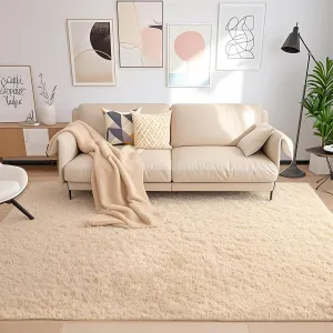 HQAYW Modern Fluffy Area Rug, Shaggy Rugs for Bedroom Living Room Ultra Soft Shag Fur Carpets for Kids Girls Nursery Plush Fuzzy Rug Cute Home Decor Rug, 3'x 5', Light Tan