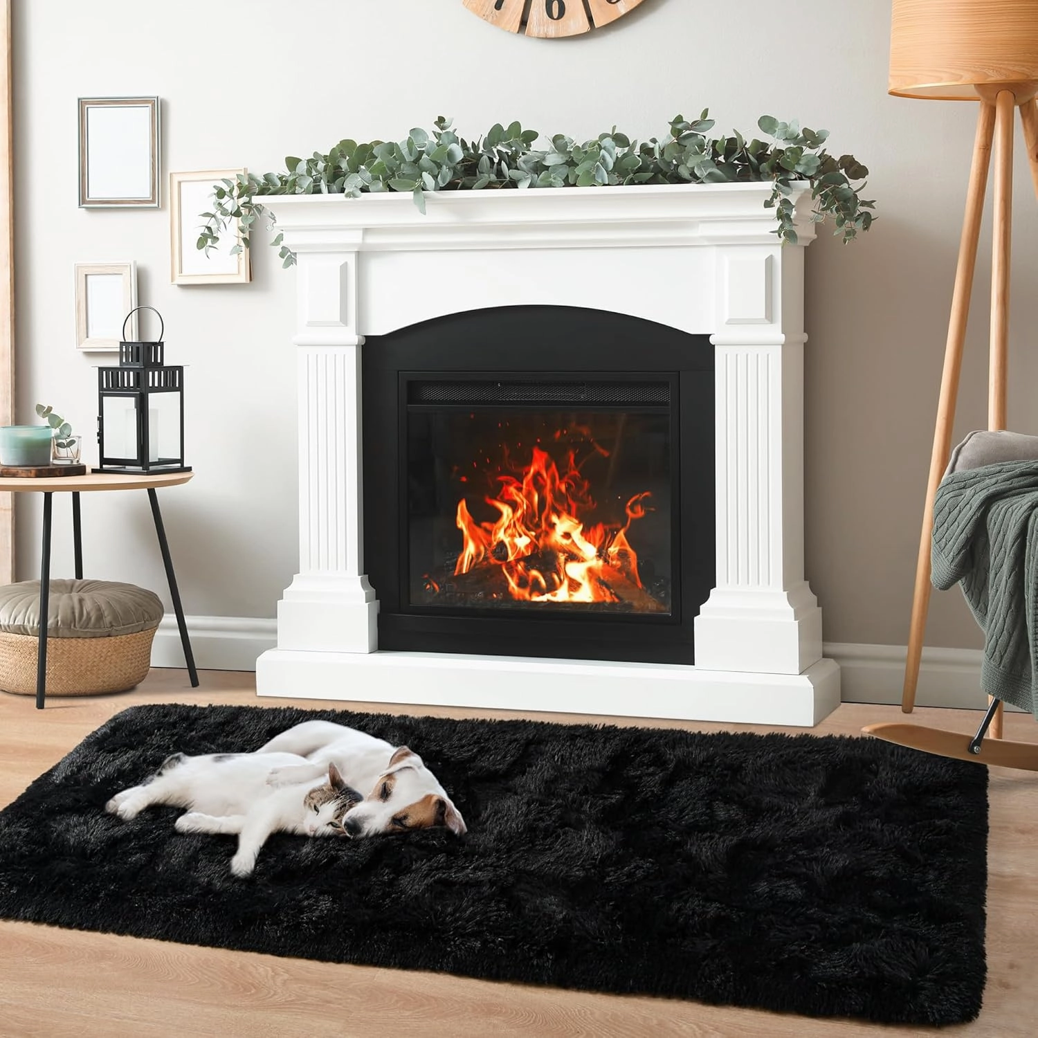 HQAYW Fluffy Runner Rug for Bedroom Living Room, Soft Shaggy Kids Girls Room Rugs Bedside Rug Dorm Rug with Non Slip Backing Plush Fuzzy Hallway Carpet Indoor Home Decor, 2' x 6', Black